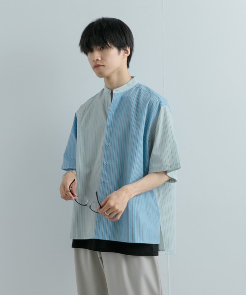 SENSE OF PLACE by URBAN RESEARCH（センスオブプレイスバイアーバンリサーチ）の「『ユニセックス』ストライプブロックドルーズシャツ（シャツ/ブラウス・メンズ・その他1/その他2/その他3・MEDIUM/LARGE）」の15枚目の写真