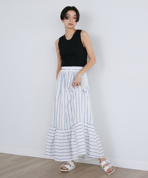 YVON（イヴォン）の「コットンリブタンクトップ（Tシャツ/カットソー・レディース・オフホワイト/ベージュ/ブラック/カーキ・9号）」の19枚目の写真