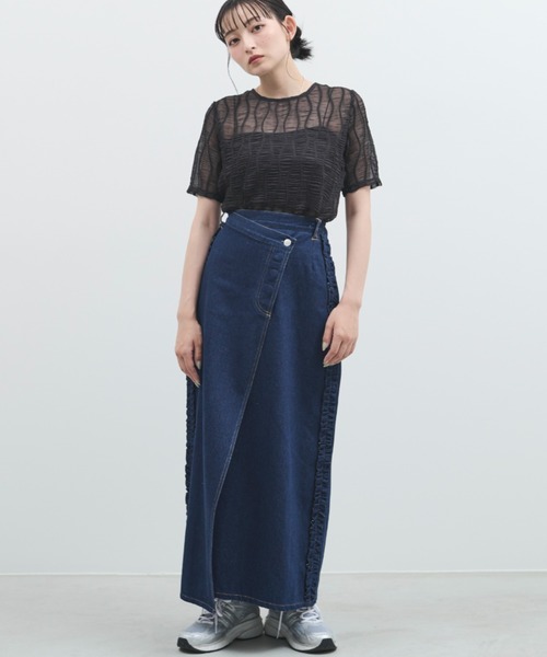 paravion（パラビオン）の「サイドフリルデニムスカート（デニムスカート・レディース・ホワイト/ネイビー・FREE）」の18枚目の写真