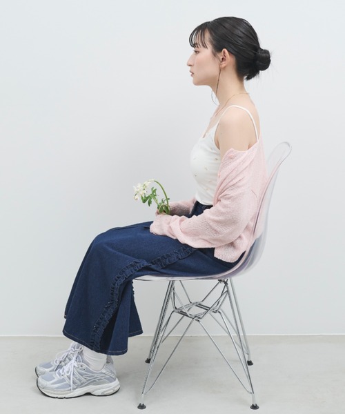 paravion（パラビオン）の「サイドフリルデニムスカート（デニムスカート・レディース・ホワイト/ネイビー・FREE）」の3枚目の写真