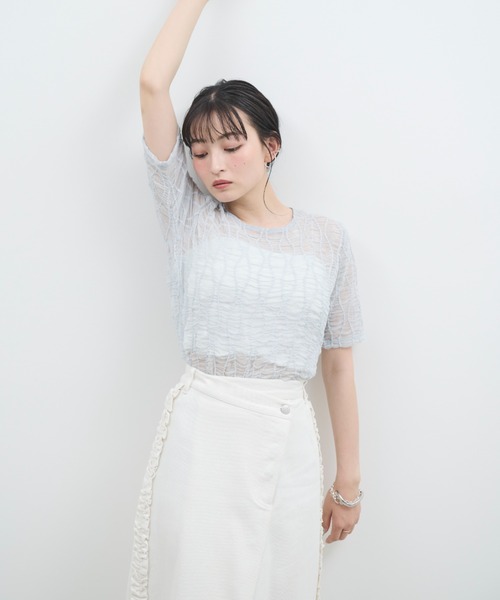 paravion（パラビオン）の「サイドフリルデニムスカート（デニムスカート・レディース・ホワイト/ネイビー・FREE）」の5枚目の写真