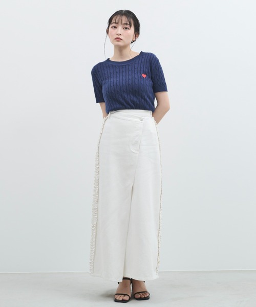 paravion（パラビオン）の「サイドフリルデニムスカート（デニムスカート・レディース・ホワイト/ネイビー・FREE）」の7枚目の写真