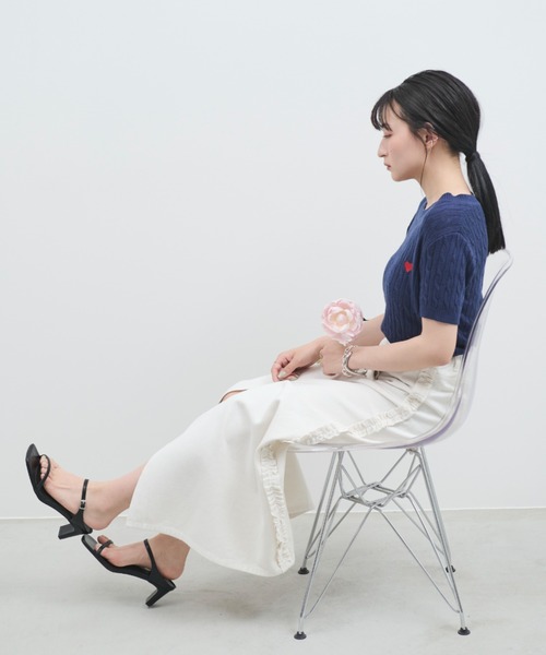 paravion（パラビオン）の「サイドフリルデニムスカート（デニムスカート・レディース・ホワイト/ネイビー・FREE）」の13枚目の写真