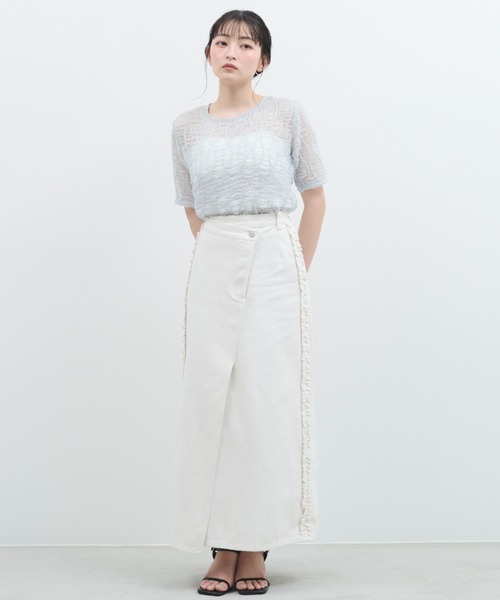 paravion（パラビオン）の「サイドフリルデニムスカート（デニムスカート・レディース・ホワイト/ネイビー・FREE）」の14枚目の写真