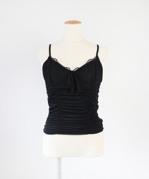 led.tokyo（レッドトウキョウ）の「【led.tokyo】リボンギャザーキャミトップス（Tシャツ/カットソー・レディース・ブラック/ホワイト/ブラウン/パープル・FREE）」の18枚目の写真