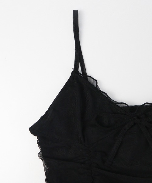 led.tokyo（レッドトウキョウ）の「【led.tokyo】リボンギャザーキャミトップス（Tシャツ/カットソー・レディース・ブラック/ホワイト/ブラウン/パープル・FREE）」の16枚目の写真