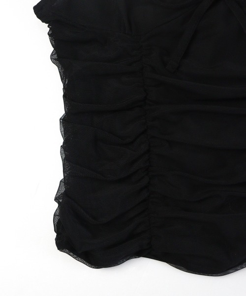 led.tokyo（レッドトウキョウ）の「【led.tokyo】リボンギャザーキャミトップス（Tシャツ/カットソー・レディース・ブラック/ホワイト/ブラウン/パープル・FREE）」の14枚目の写真