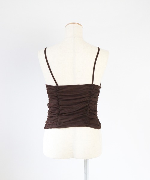 led.tokyo（レッドトウキョウ）の「【led.tokyo】リボンギャザーキャミトップス（Tシャツ/カットソー・レディース・ブラック/ホワイト/ブラウン/パープル・FREE）」の12枚目の写真