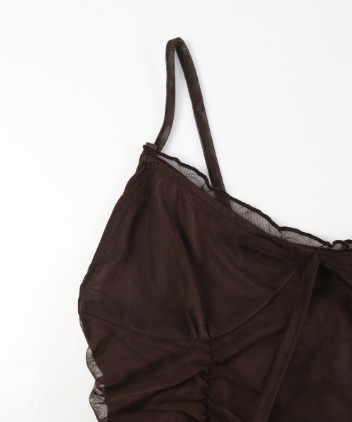 led.tokyo（レッドトウキョウ）の「【led.tokyo】リボンギャザーキャミトップス（Tシャツ/カットソー・レディース・ブラック/ホワイト/ブラウン/パープル・FREE）」の11枚目の写真