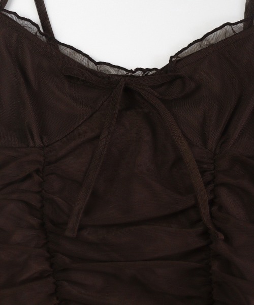 led.tokyo（レッドトウキョウ）の「【led.tokyo】リボンギャザーキャミトップス（Tシャツ/カットソー・レディース・ブラック/ホワイト/ブラウン/パープル・FREE）」の10枚目の写真