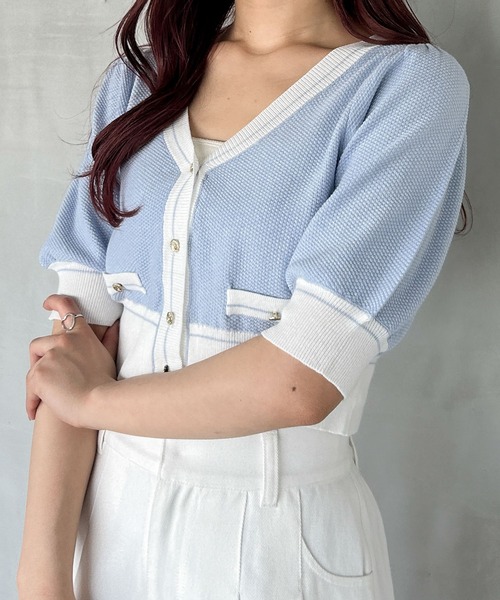 Heather(ヘザー)の「配色ボタンカーディガン(半袖) 126769(カーディガン/ボレロ・レディース・ホワイト系その他/ブラック系その他/ブルー系その他・FREE)」の20枚目の写真