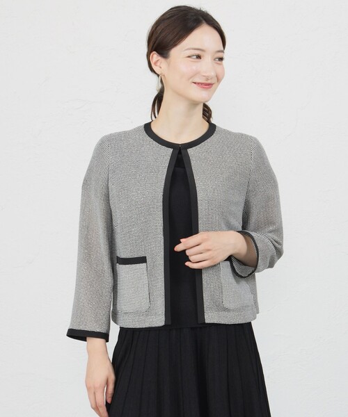 新品♥定価23000円◆AMACA　 ノーカラージャケット 42◆大きいサイズ KILORUAN (キロルアン) ウールテック ノーカラー コート LL 3L