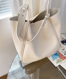 ポーチ付き 合成皮革 ショルダーバッグ A4 オフィストートバッグ 通勤 通学