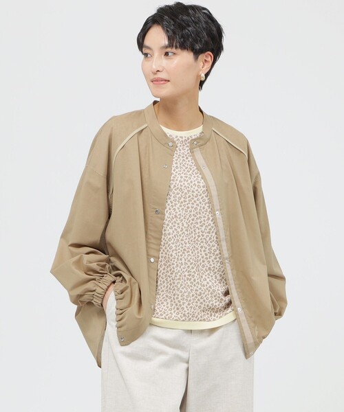 【セール】【接触冷感】【UV対策】【ウォッシャブル】シアーブレンドシャツブルゾン（ブルゾン）｜EVEX by KRIZIA（エヴェックスバイクリツィア）