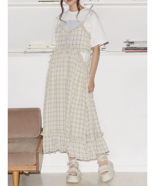 merry jenny（メリージェニー）の「チェックリボンキャミワンピース