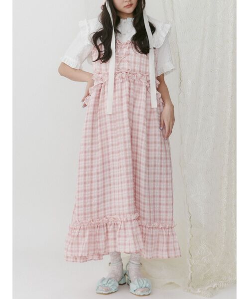merry jenny（メリージェニー）の「チェックリボンキャミワンピース