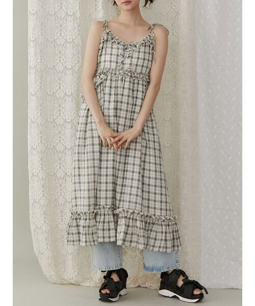 merry jenny（メリージェニー）の「チェックリボンキャミワンピース