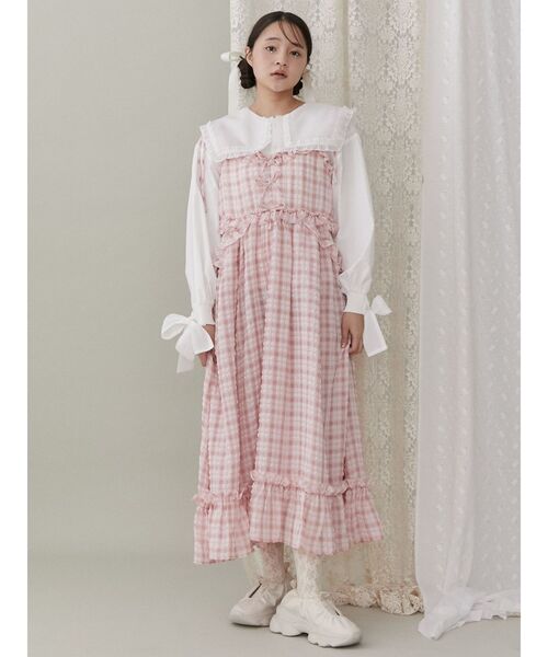 merry jenny（メリージェニー）の「チェックリボンキャミワンピース（ワンピース・レディース・ブラック/ピンク/ベージュ・FREE）」の8枚目の写真
