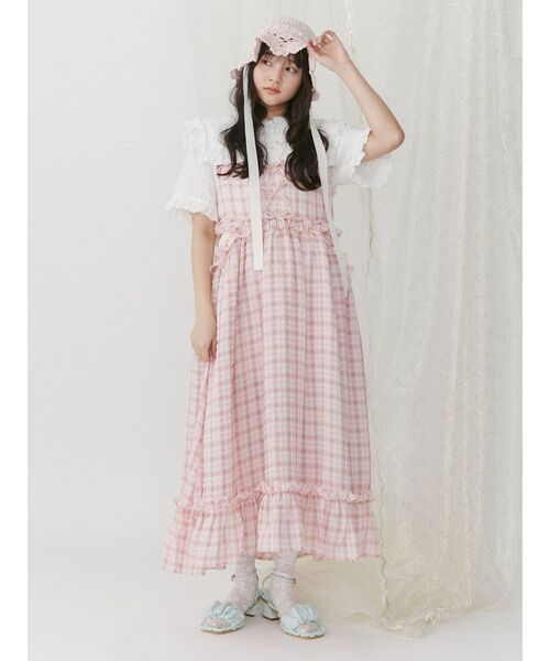 merry jenny（メリージェニー）の「チェックリボンキャミワンピース