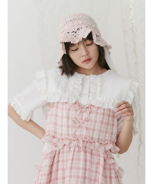 美品✧︎*。【merry jenny】ピンクチェック柄キャミワンピース♡ メリージェニー merry jenny チェックリボンキャミワンピース