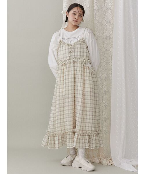 merry jenny（メリージェニー）の「チェックリボンキャミワンピース（ワンピース・レディース・ブラック/ピンク/ベージュ・FREE）」の18枚目の写真