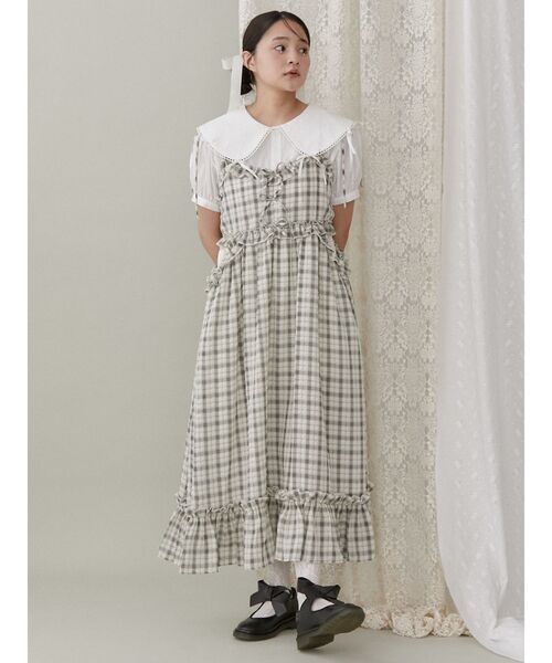 merry jenny（メリージェニー）の「チェックリボンキャミワンピース（ワンピース・レディース・ブラック/ピンク/ベージュ・FREE）」の15枚目の写真