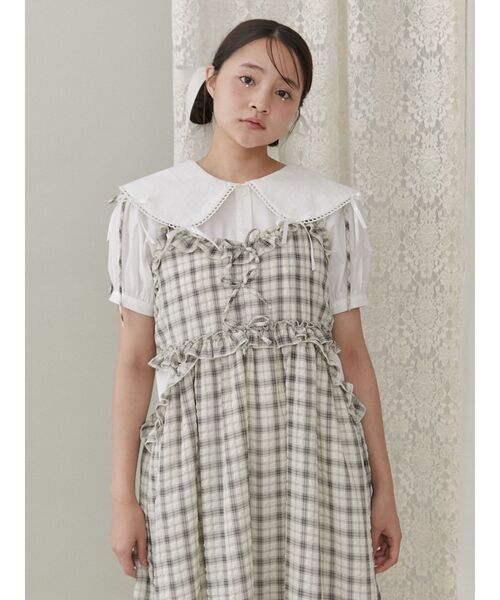 merry jenny（メリージェニー）の「チェックリボンキャミワンピース（ワンピース・レディース・ブラック/ピンク/ベージュ・FREE）」の13枚目の写真