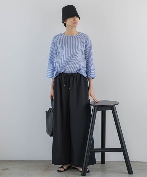 la.f…(ラエフ)の「【WEB別注】リネンライクワイドストレッチパンツ≪セットアップ対応/洗濯機で洗える≫(その他パンツ・レディース・ブラック・11号/9号)」の21枚目の写真