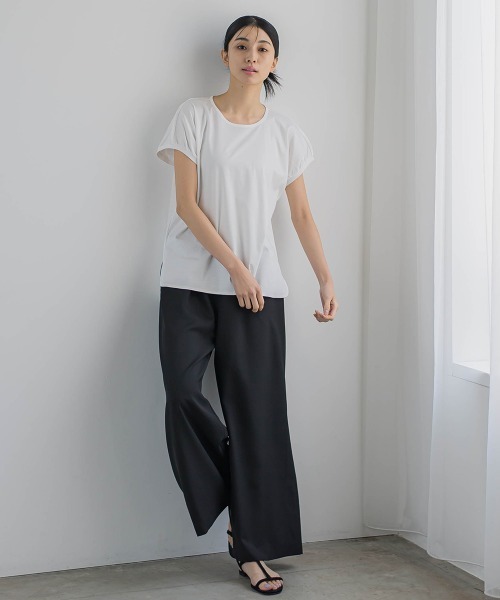 la.f…(ラエフ)の「【WEB別注】リネンライクワイドストレッチパンツ≪セットアップ対応/洗濯機で洗える≫(その他パンツ・レディース・ブラック・11号/9号)」の6枚目の写真