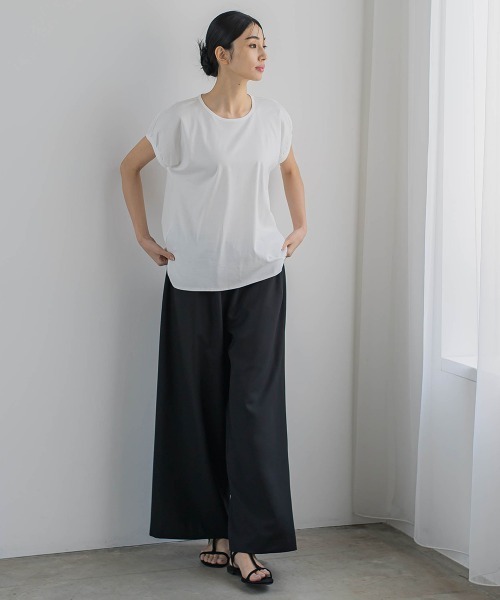la.f…(ラエフ)の「【WEB別注】リネンライクワイドストレッチパンツ≪セットアップ対応/洗濯機で洗える≫(その他パンツ・レディース・ブラック・11号/9号)」の7枚目の写真