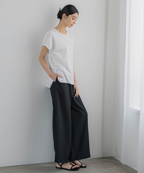 la.f…(ラエフ)の「【WEB別注】リネンライクワイドストレッチパンツ≪セットアップ対応/洗濯機で洗える≫(その他パンツ・レディース・ブラック・11号/9号)」の8枚目の写真