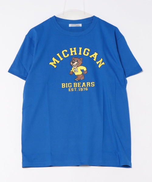 MODISH GAZE(モディシュガゼ)の「【MODISH GAZE】MICHIGANクマプリントTシャツ(CP)(Tシャツ/カットソー・レディース・ブルー/ホワイト/チャコールグレー・L/XL/M)」の3枚目の写真