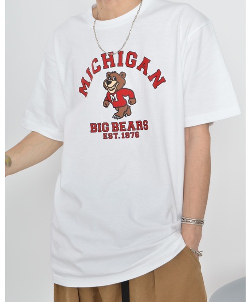 MODISH GAZE(モディシュガゼ)の「【MODISH GAZE】MICHIGANクマプリントTシャツ(CP)(Tシャツ/カットソー・レディース・ブルー/ホワイト/チャコールグレー・L/XL/M)」の11枚目の写真