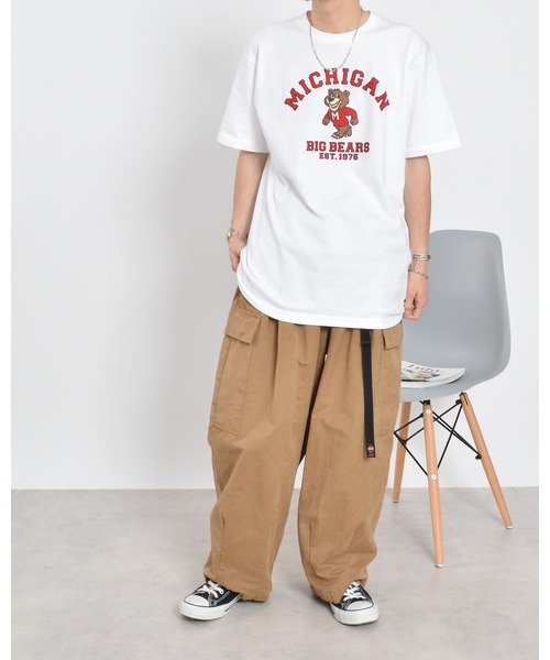 MODISH GAZE(モディシュガゼ)の「【MODISH GAZE】MICHIGANクマプリントTシャツ(CP)(Tシャツ/カットソー・レディース・ブルー/ホワイト/チャコールグレー・L/XL/M)」の7枚目の写真