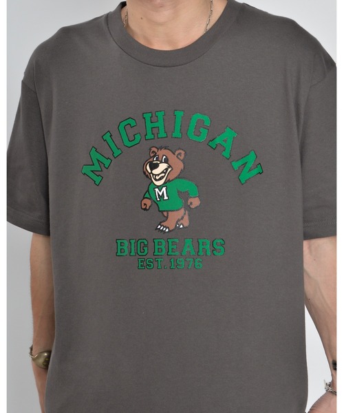 MODISH GAZE(モディシュガゼ)の「【MODISH GAZE】MICHIGANクマプリントTシャツ(CP)(Tシャツ/カットソー・レディース・ブルー/ホワイト/チャコールグレー・L/XL/M)」の18枚目の写真
