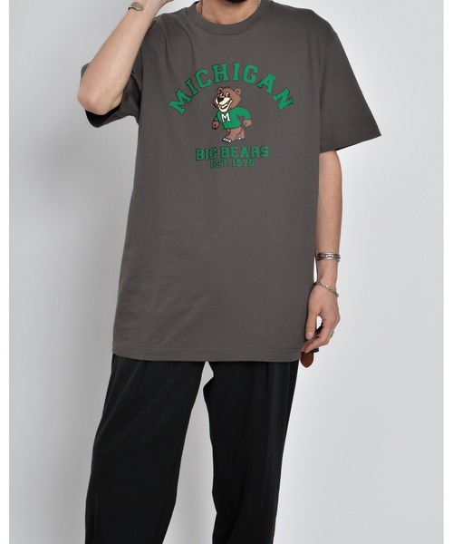 MODISH GAZE(モディシュガゼ)の「【MODISH GAZE】MICHIGANクマプリントTシャツ(CP)(Tシャツ/カットソー・レディース・ブルー/ホワイト/チャコールグレー・L/XL/M)」の17枚目の写真