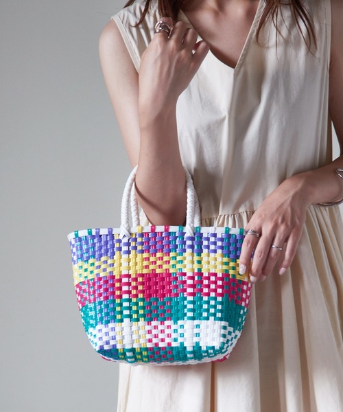 SETUP7（セットアップセブン）の「【SETUP7】メルカドスクエアかごバッグ SCCH595（かごバッグ・レディース・ブラック/その他2/ブルー/マルチ/ピンク・FREE）」の5枚目の写真