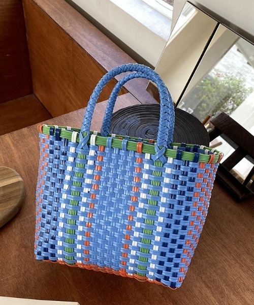 SETUP7（セットアップセブン）の「【SETUP7】メルカドスクエアかごバッグ SCCH595（かごバッグ・レディース・ブラック/その他2/ブルー/マルチ/ピンク・FREE）」の17枚目の写真