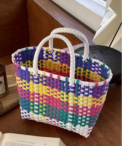 SETUP7（セットアップセブン）の「【SETUP7】メルカドスクエアかごバッグ SCCH595（かごバッグ・レディース・ブラック/その他2/ブルー/マルチ/ピンク・FREE）」の10枚目の写真