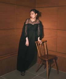 セール】【ANDRESD】V line jacquard dress ジャガードドレス 結婚式