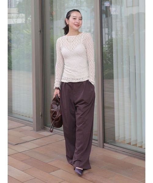 styling/ スタイリング　ストレッチレーストップス　ブラック styling/ ストレッチレーストップス