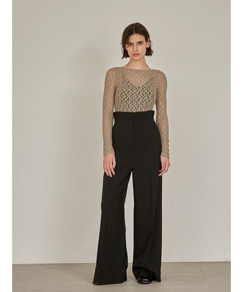 styling/ スタイリング　ストレッチレーストップス　ブラック styling/ ストレッチレーストップス