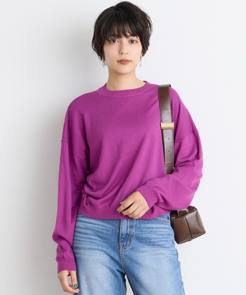 INED CLARO（イネドクラロ）の「クロップドクルーネックニット（ニット/セーター・レディース・エメラルドブルー/ブラウン/ネイビー/パープル・フリー）」の17枚目の写真