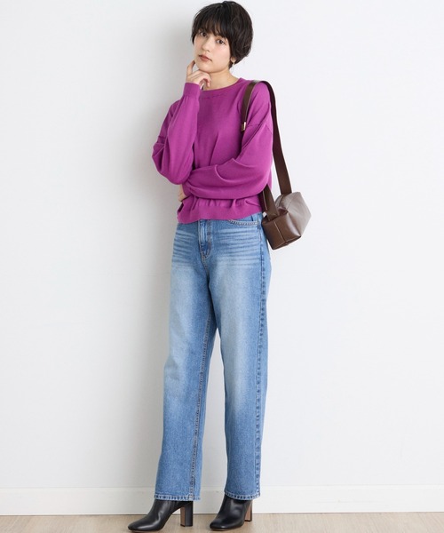 INED CLARO（イネドクラロ）の「クロップドクルーネックニット（ニット/セーター・レディース・エメラルドブルー/ブラウン/ネイビー/パープル・フリー）」の19枚目の写真