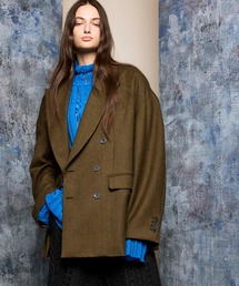 《UNISEX》【Italian Dead Stock Fabric】Peaked Lapel Prime-Over Double Breasted Jacket/ピークドラペルプライムオーバーダブルジャケット