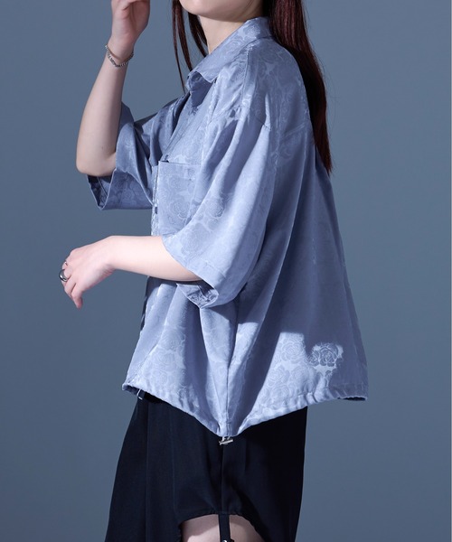 Ellno Loset（エルノロゼット）の「ローズサテンドロストシャツ（シャツ/ブラウス・メンズ・ブラック/ブルーグレー・SMALL/MEDIUM/LARGE）」の21枚目の写真