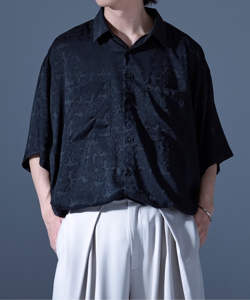 Ellno Loset（エルノロゼット）の「ローズサテンドロストシャツ（シャツ/ブラウス・メンズ・ブラック/ブルーグレー・SMALL/MEDIUM/LARGE）」の5枚目の写真
