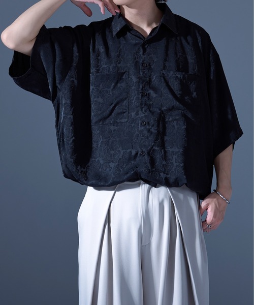 Ellno Loset（エルノロゼット）の「ローズサテンドロストシャツ（シャツ/ブラウス・メンズ・ブラック/ブルーグレー・SMALL/MEDIUM/LARGE）」の7枚目の写真