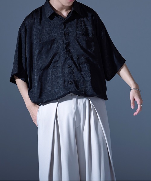 Ellno Loset（エルノロゼット）の「ローズサテンドロストシャツ（シャツ/ブラウス・メンズ・ブラック/ブルーグレー・SMALL/MEDIUM/LARGE）」の8枚目の写真