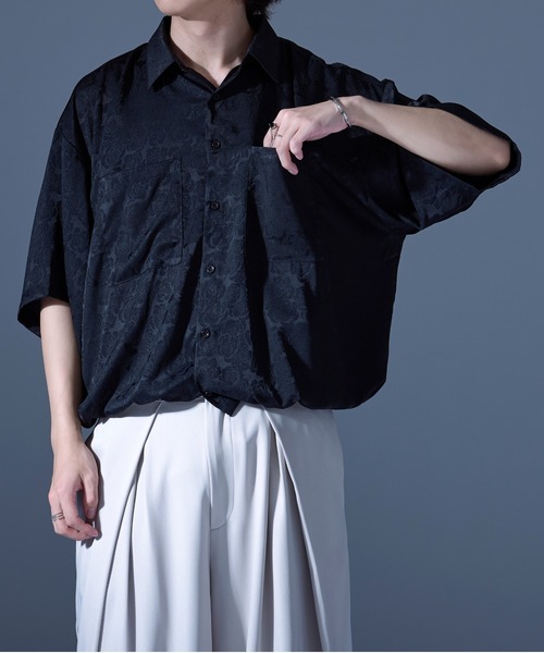 Ellno Loset（エルノロゼット）の「ローズサテンドロストシャツ（シャツ/ブラウス・メンズ・ブラック/ブルーグレー・SMALL/MEDIUM/LARGE）」の6枚目の写真